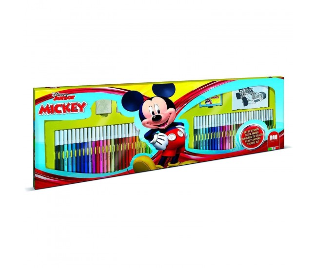 Set pictura 96 piese, 4 stampile, tus, 60 carioci, 30 stickere si caiet cu activitati Mickey Multiprint MP18945