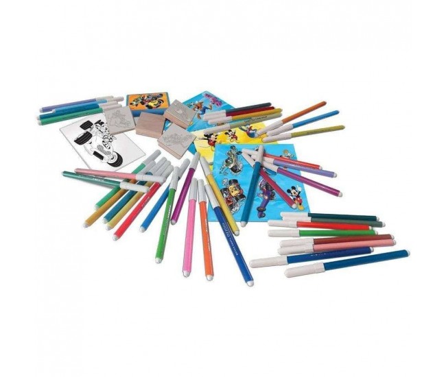 Set pictura 96 piese, 4 stampile, tus, 60 carioci, 30 stickere si caiet cu activitati Mickey Multiprint MP18945