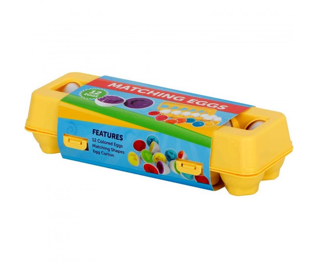 Joc educativ Matching eggs, Set 12 oua pentru invatarea formelor si culorilor Ikonka IK17739