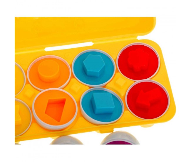 Joc educativ Matching eggs, Set 12 oua pentru invatarea formelor si culorilor Ikonka IK17739