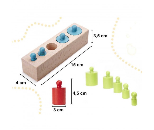 Joc educativ Cilindri din lemn colorati, cu greutati Ikonka IK17744