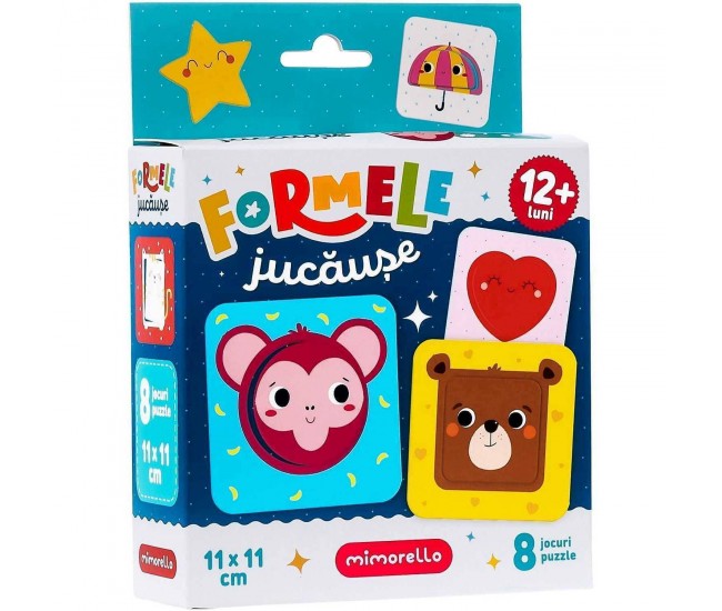 Puzzle Formele jucause, 8 piese, 11x11 cm Mimorello EK6665