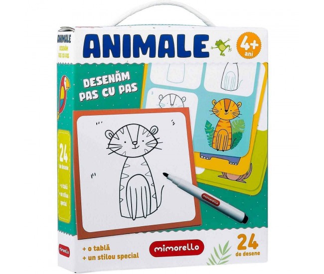 Joc educativ Animale Desenam pas cu pas, 24 piese Mimorello EK6667