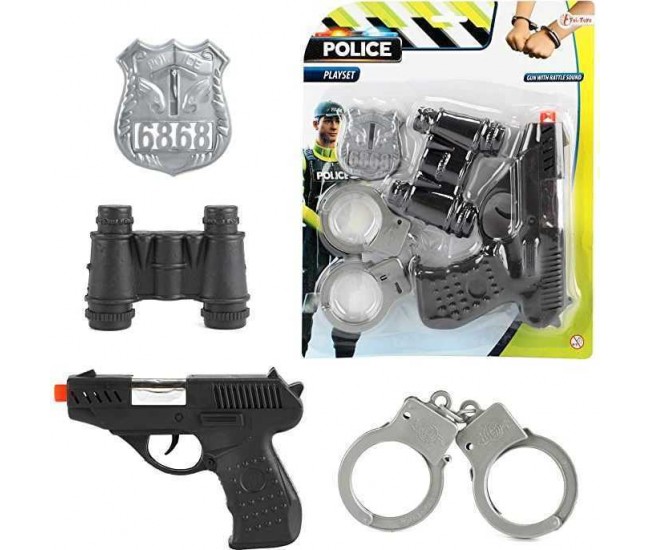 Set politie SWAT 4 piese cu pistol si catuse Toi-Toys TT14150A