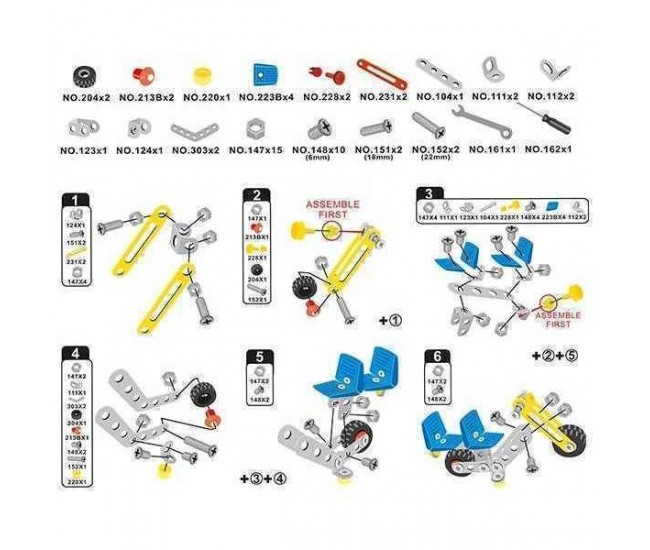 Set de Constructie Metalic Vehicule Metal 3D Toi-Toys TT43212Z