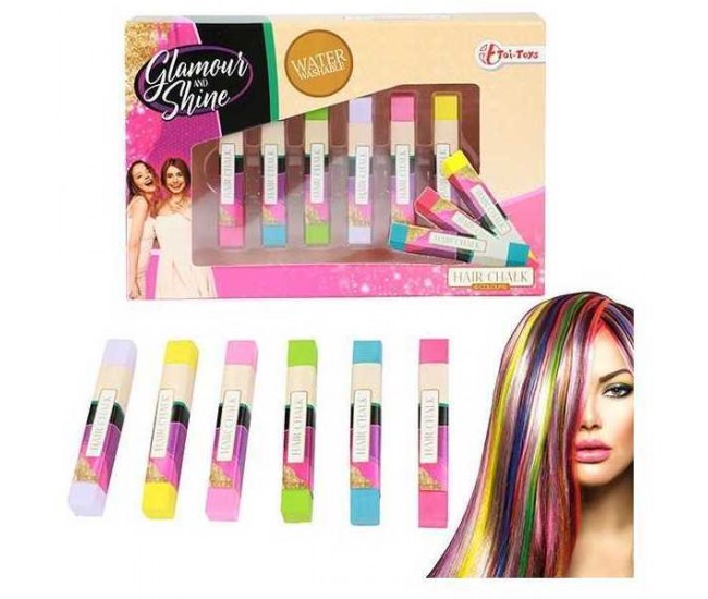 Set creta par 6 culori Glamour Shine Toi-Toys TT45783A