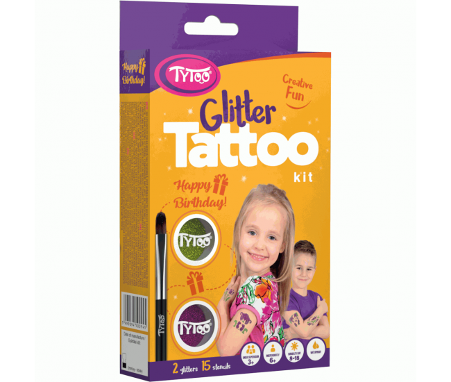 Set tatuaje temporare cu sclipici Happy Birthday Tytoo KKCTT2213012