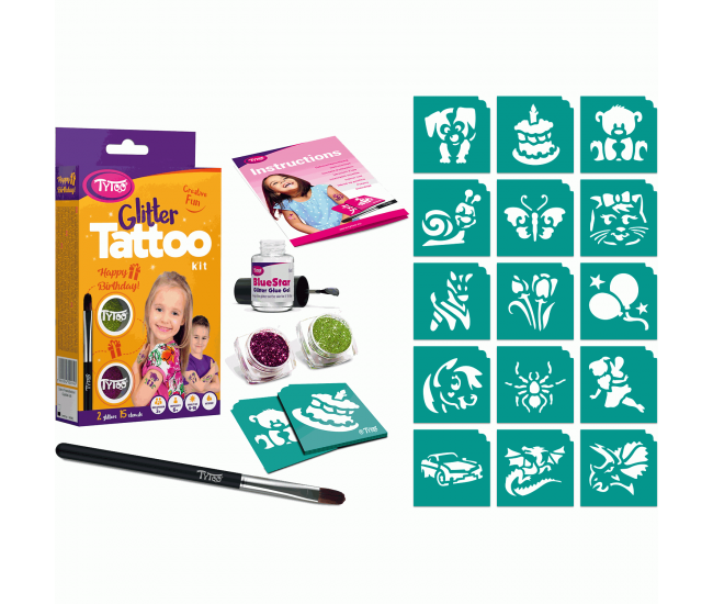 Set tatuaje temporare cu sclipici Happy Birthday Tytoo KKCTT2213012