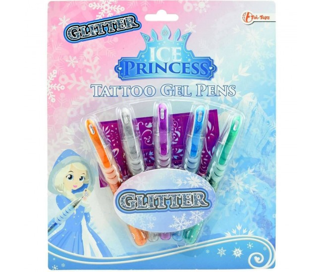 Set 5 pixuri cu gel pentru tatuaje Ice Princess Tattoo Toi-Toys TT45650A