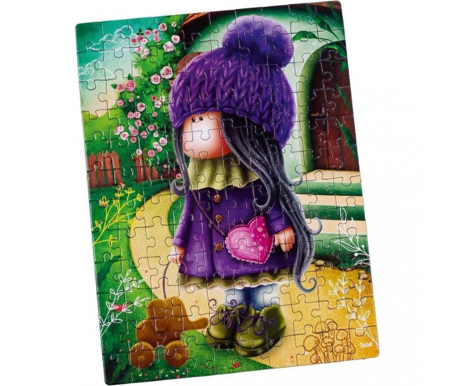 Puzzle Cute doll with an elephant, 23x30 cm, 120 piese De.tail DT100-04