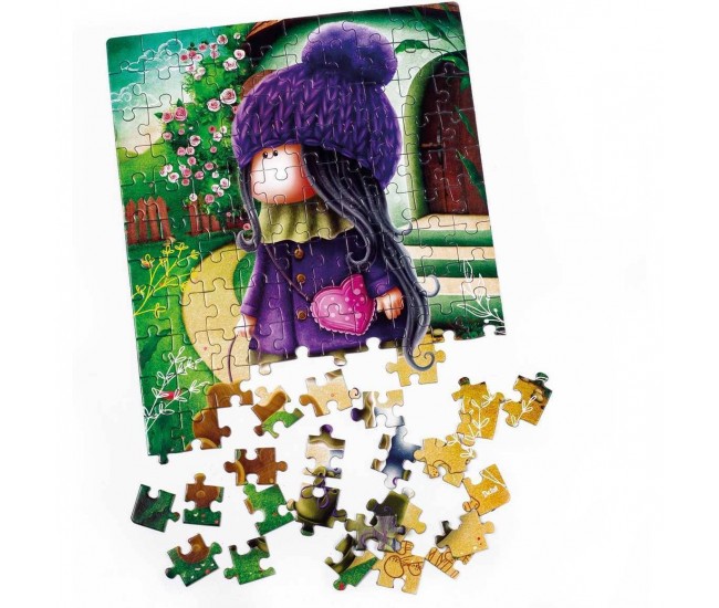 Puzzle Cute doll with an elephant, 23x30 cm, 120 piese De.tail DT100-04