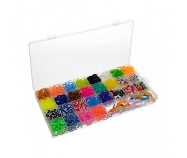 Set creativ elastice loom colorate cu organizator si accesorii, 1500 piese Kruzzel MY18061