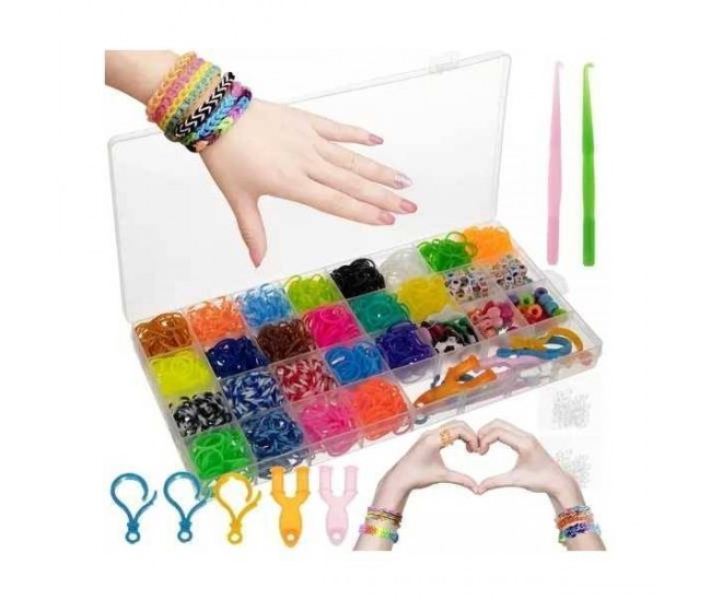 Set creativ elastice loom colorate cu organizator si accesorii, 1500 piese Kruzzel MY18061