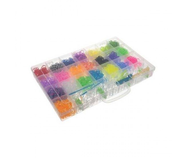 Set creativ elastice loom colorate cu organizator si accesorii, 4400 piese Kruzzel MY18062