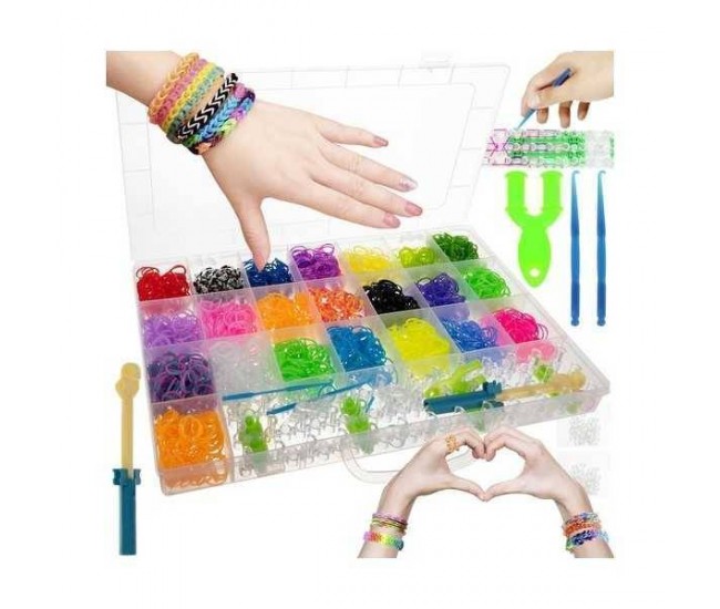 Set creativ elastice loom colorate cu organizator si accesorii, 4400 piese Kruzzel MY18062