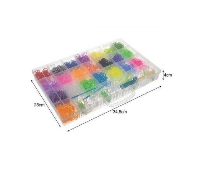 Set creativ elastice loom colorate cu organizator si accesorii, 4400 piese Kruzzel MY18062