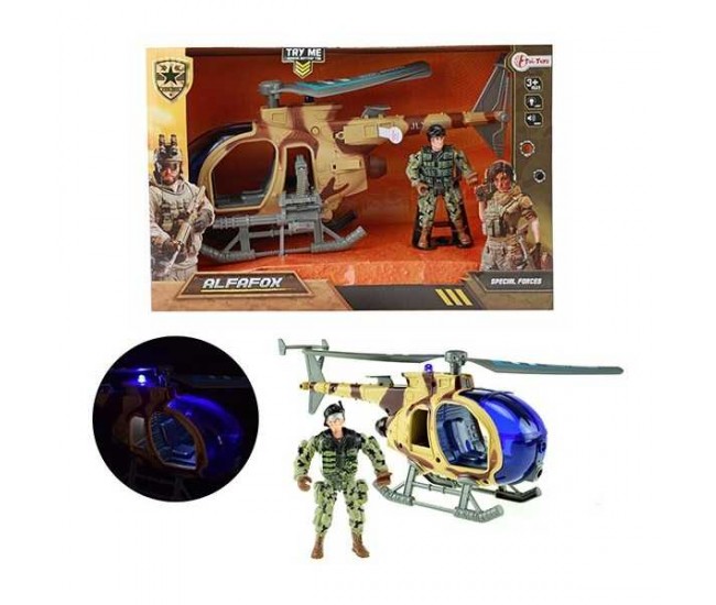 Elicopter Militar 27cm cu Sunete, Lumini si Soldat inclus Toi-Toys TT15611A