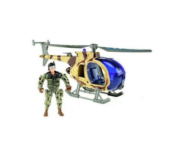 Elicopter Militar 27cm cu Sunete, Lumini si Soldat inclus Toi-Toys TT15611A