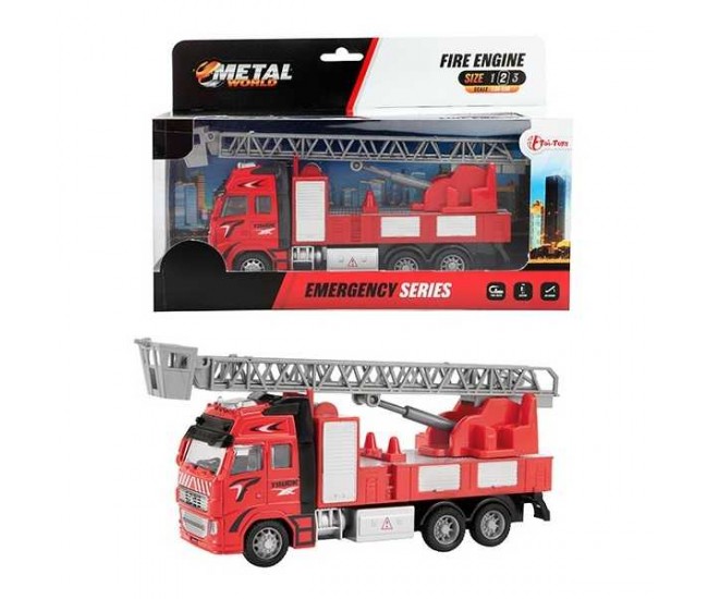 Camion de pompieri metalic la scara 1:38, 25 cm Toi-Toys TT24588A