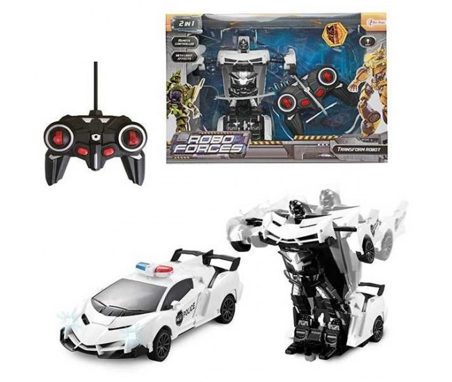 Masina de politie Transformer Roboforces, cu telecomanda si lumini Toi-Toys TT25854A