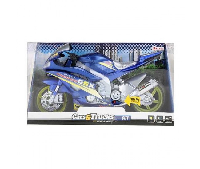 Motocicleta de Curse cu Lumini si Sunete 30 cm Toi-Toys TT29210Z