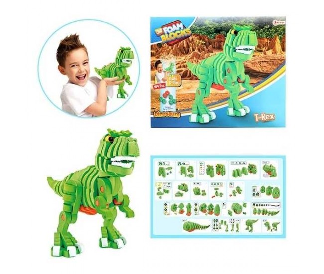 Puzzle 3D Spuma Dino T-Rex 104 piese Toi-Toys TT43542A