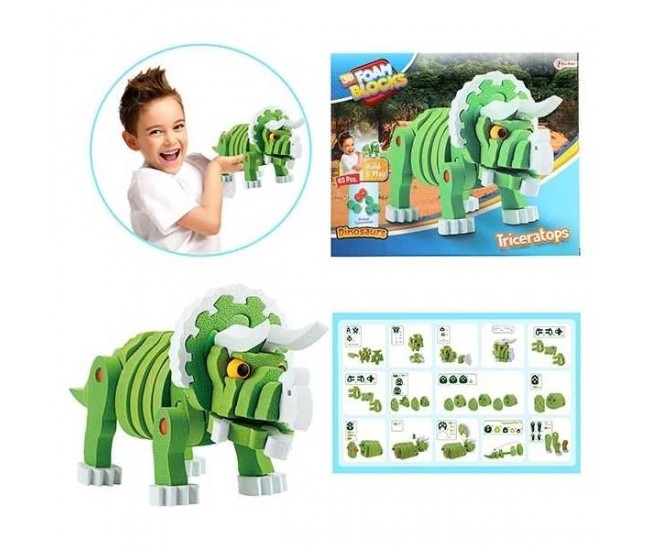 Puzzle 3D Spuma Dino Triceraptos 63 piese Toi-Toys TT43544A