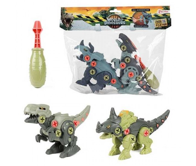 Set 2 Dinozauri Demontabili cu Surubelnita Inclusa Toi-Toys TT43965Z