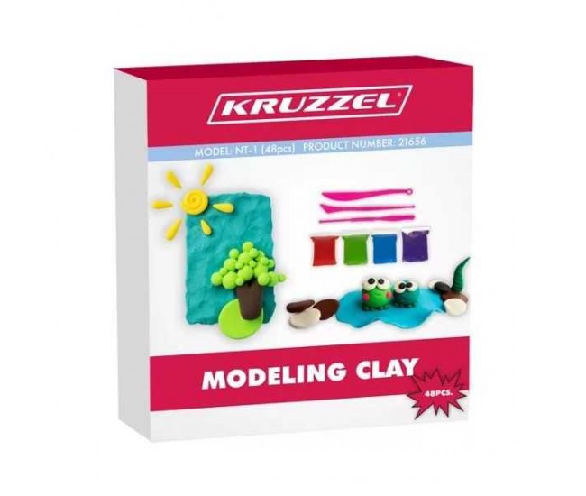 Set plastilina spuma modelabila 48 buc cu 3 spatule incluse Kruzzel MY18256