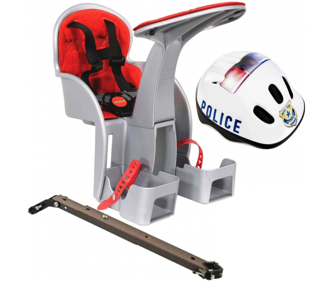 Scaun bicicleta copii SafeFront Clasic, Pozitie montare Centru, 15 Kg si si Casca Protectie XS 44-48 Police WeeRide WR09SKPL