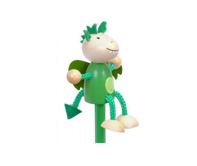 Creion cu figurina lemn Dragonul Verde Fiesta Crafts FCP-5165