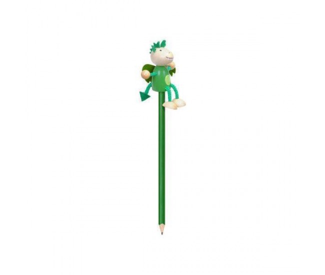 Creion cu figurina lemn Dragonul Verde Fiesta Crafts FCP-5165