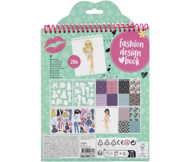 Carte de colorat Fashion Design Book cu autocolante si sabloane incluse Besties Grafix GR140007