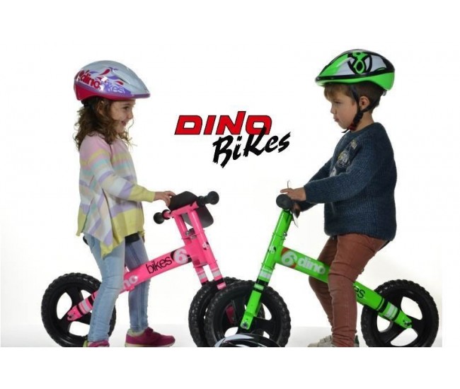 Bicicleta fara pedale Balance bike Runner Roz neon Dino Bikes cu roti de 12”( fara cutia originala)