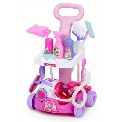 Set pentru curatenie de jucarie MalPlay cu aspirator si accesorii Sweet Home, Roz