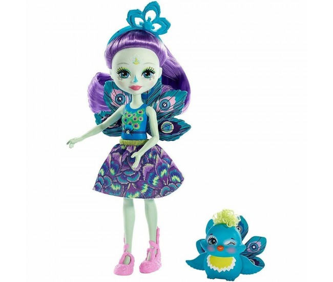 Papusa Enchantimals by Mattel Patter Peacock cu figurina