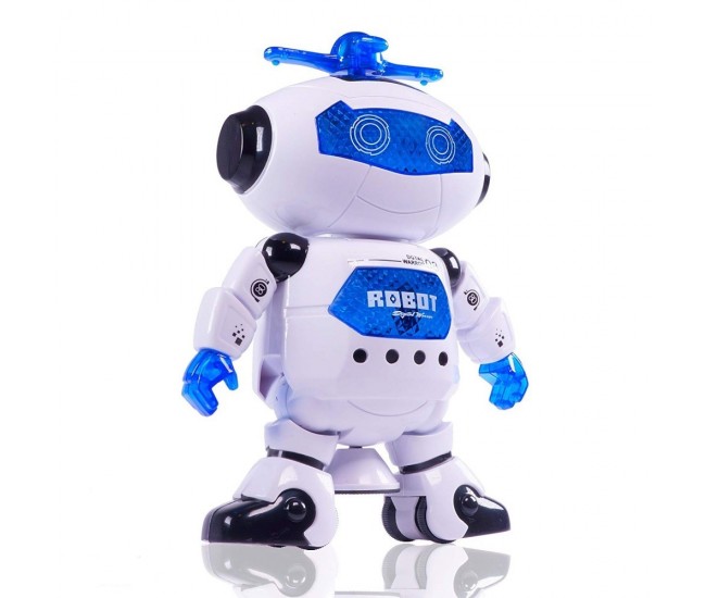 Jucarie interactiva Malplay Robot care danseaza cu muzica si lumini 21 cm