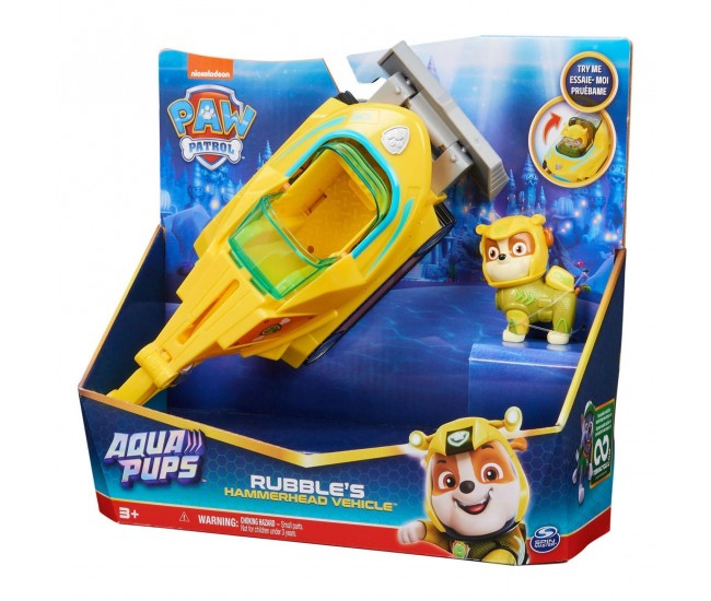 Vehicul Patrula Catelusilor Aqua Pups cu figurina Rubble