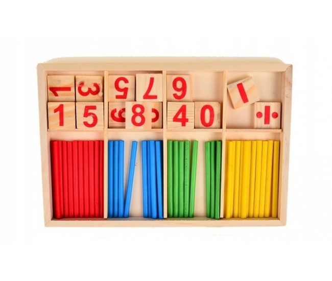 Set educativ „Invata sa numeri si sa calculezi cu ajutorul betisoarelor colorate”
