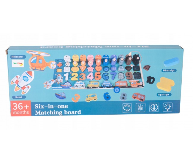 Placa cu activitati educationale Montessori, MalPlay, din lemn 44x17 cm