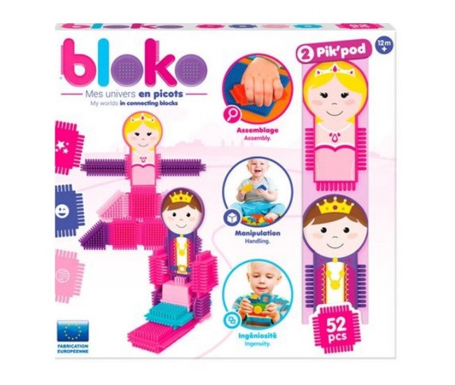 Set de construit BLOKO Tepi 52 piese cu doua figurine, printesa si rege