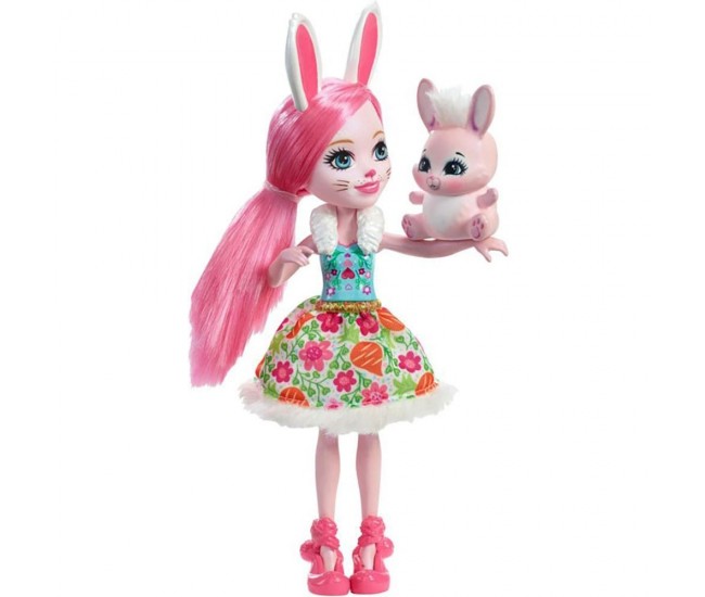 Papusa Enchantimals by Mattel Bree Bunny cu figurina iepuras