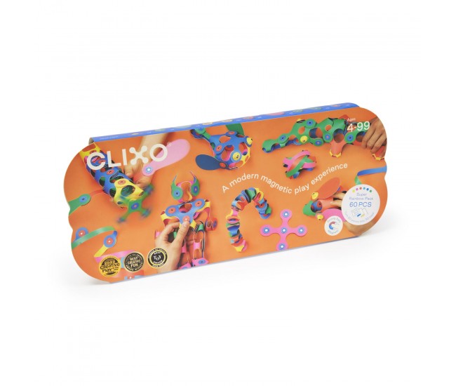 Clixo® joc magnetic de construit - Super Curcubeu (60 piese)