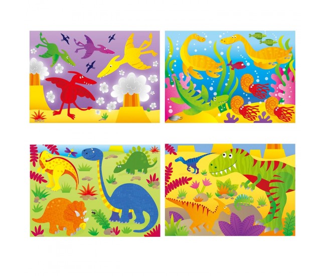 Set 4 puzzle-uri Dinozauri (12, 16, 20, 24 piese)