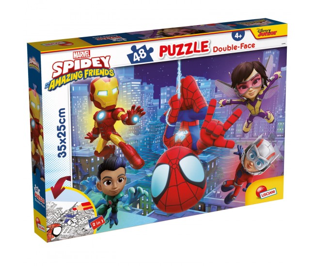 Puzzle de colorat - Paienjenelul Marvel si prietenii lui uimitori (48 de piese)