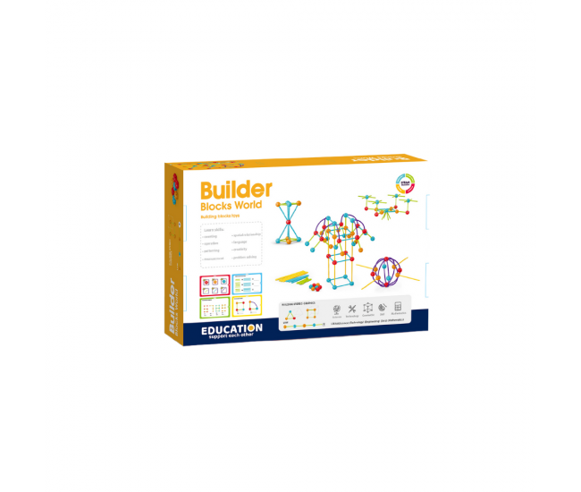 Set de constructie STEAM - Forme 3D ( 140 piese)