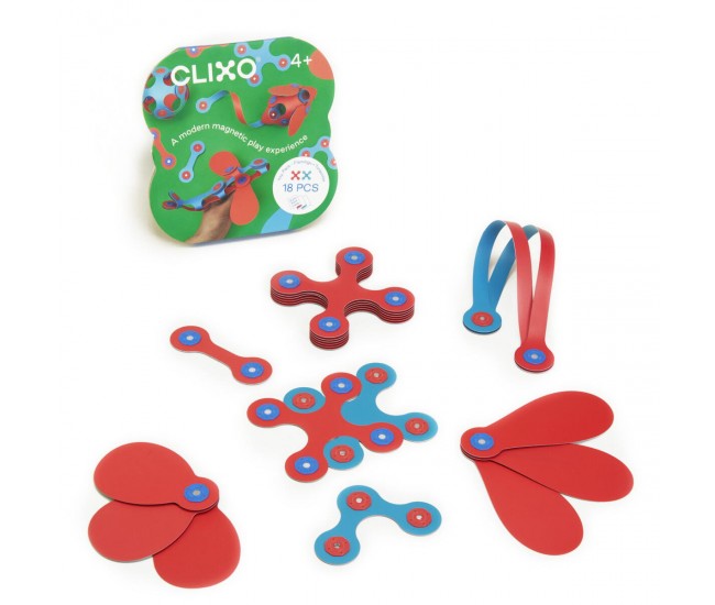 Clixo® joc magnetic de construit - Itsy Flamingo & Turcoaz (18 piese)