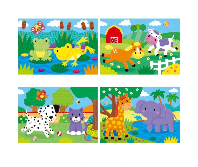 Set 4 puzzle-uri - Animalute (2, 3, 4, 5 piese)