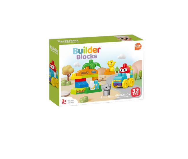 Set de constructie STEAM - Zoo distractiva (32 piese)