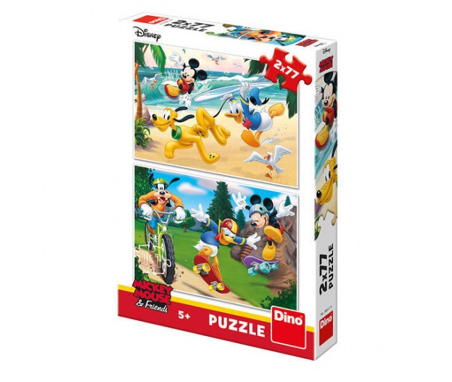 Puzzle 2 in 1 - Mickey campionul (2 x 77 piese)